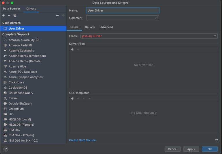 CrateDB & Datagrip: Create a new User Driver