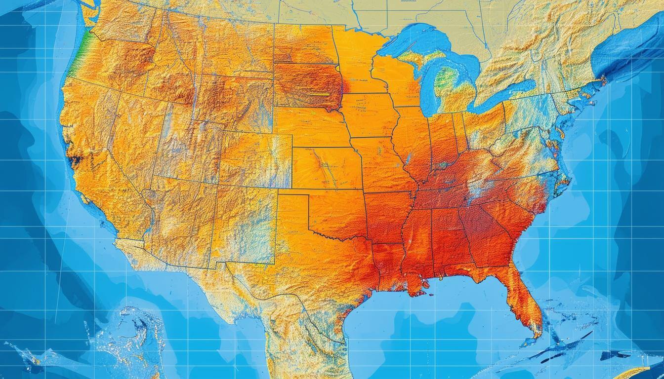 map of the US with geospatial data