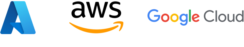 Azure, aws and Google Cloud logo