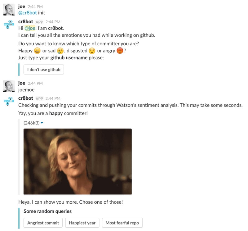 CrateDB Slack Bot in Action