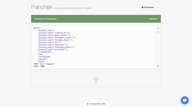 Franchise generated query screen
