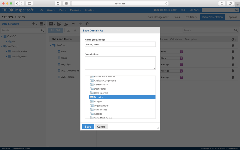 Screenshot of the Domain Designer screen