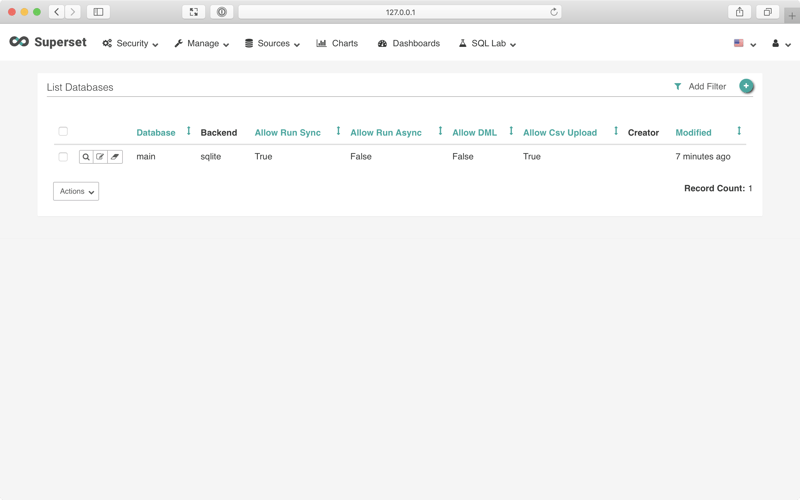 Screenshot of the Apache Superset application