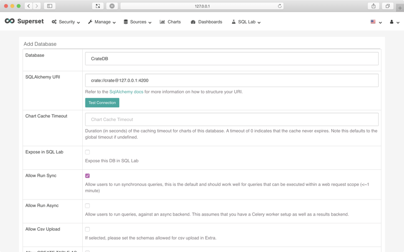 Screenshot of the Apache Superset application
