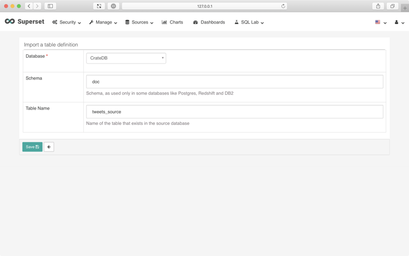 Screenshot of the Apache Superset application